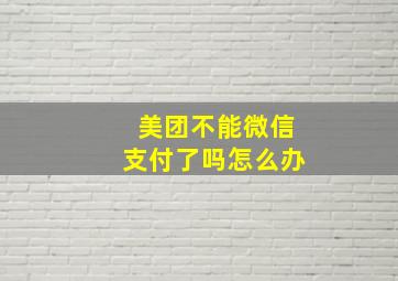 美团不能微信支付了吗怎么办