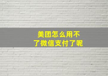 美团怎么用不了微信支付了呢