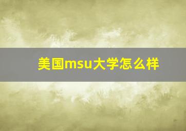 美国msu大学怎么样