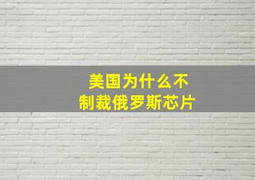 美国为什么不制裁俄罗斯芯片