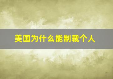 美国为什么能制裁个人