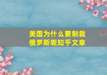 美国为什么要制裁俄罗斯呢知乎文章