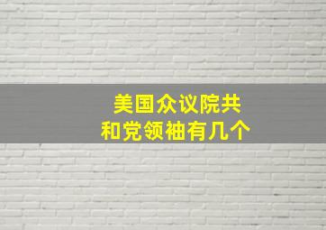 美国众议院共和党领袖有几个