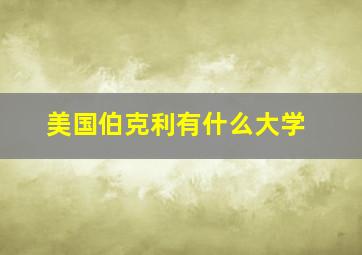 美国伯克利有什么大学