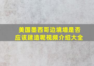 美国墨西哥边境墙是否应该建造呢视频介绍大全