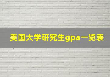 美国大学研究生gpa一览表