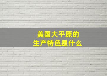 美国大平原的生产特色是什么