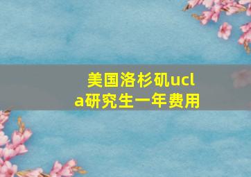 美国洛杉矶ucla研究生一年费用