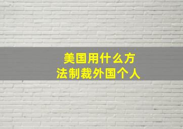 美国用什么方法制裁外国个人