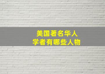 美国著名华人学者有哪些人物