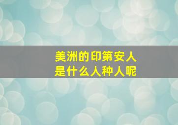 美洲的印第安人是什么人种人呢