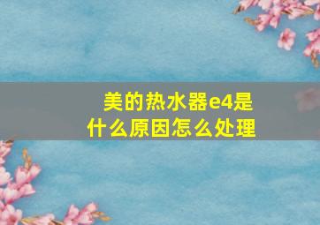 美的热水器e4是什么原因怎么处理