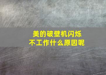 美的破壁机闪烁不工作什么原因呢