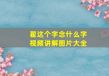 翟这个字念什么字视频讲解图片大全