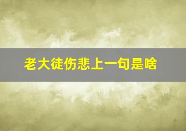 老大徒伤悲上一句是啥