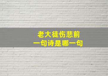 老大徒伤悲前一句诗是哪一句