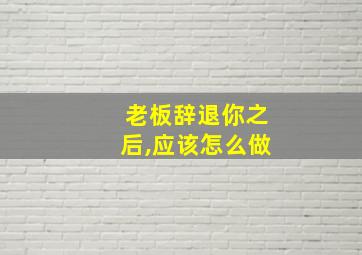 老板辞退你之后,应该怎么做