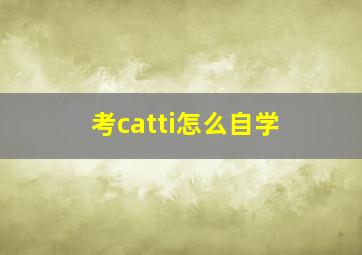 考catti怎么自学