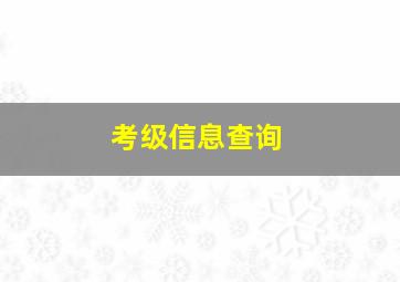 考级信息查询