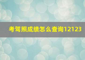 考驾照成绩怎么查询12123