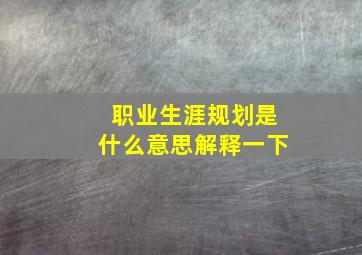 职业生涯规划是什么意思解释一下