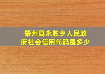 肇州县永胜乡人民政府社会信用代码是多少