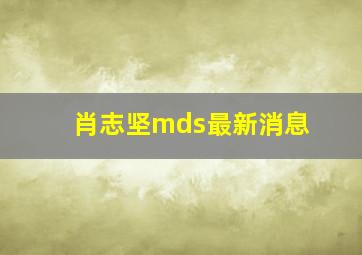 肖志坚mds最新消息