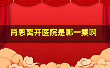 肖恩离开医院是哪一集啊