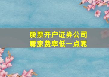 股票开户证券公司哪家费率低一点呢