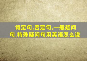 肯定句,否定句,一般疑问句,特殊疑问句用英语怎么说