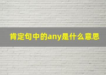 肯定句中的any是什么意思