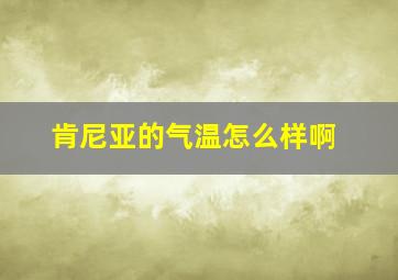 肯尼亚的气温怎么样啊