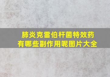 肺炎克雷伯杆菌特效药有哪些副作用呢图片大全