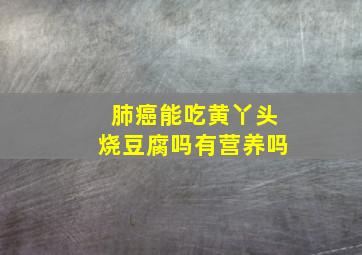 肺癌能吃黄丫头烧豆腐吗有营养吗