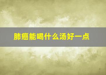 肺癌能喝什么汤好一点