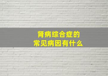 肾病综合症的常见病因有什么