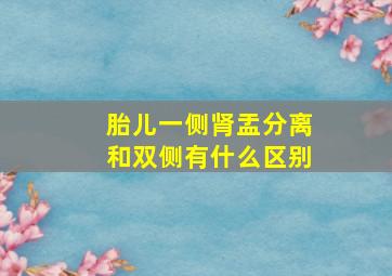 胎儿一侧肾盂分离和双侧有什么区别