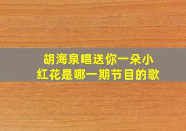 胡海泉唱送你一朵小红花是哪一期节目的歌