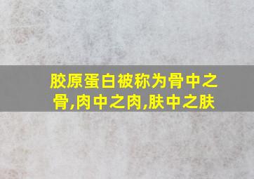 胶原蛋白被称为骨中之骨,肉中之肉,肤中之肤