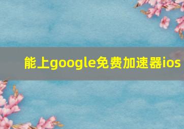 能上google免费加速器ios