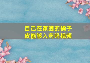 自己在家晒的橘子皮能够入药吗视频