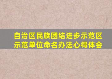 自治区民族团结进步示范区示范单位命名办法心得体会