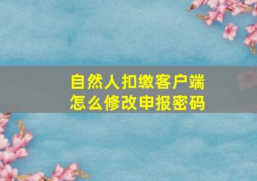 自然人扣缴客户端怎么修改申报密码