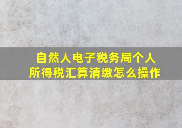 自然人电子税务局个人所得税汇算清缴怎么操作