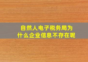 自然人电子税务局为什么企业信息不存在呢