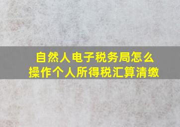 自然人电子税务局怎么操作个人所得税汇算清缴