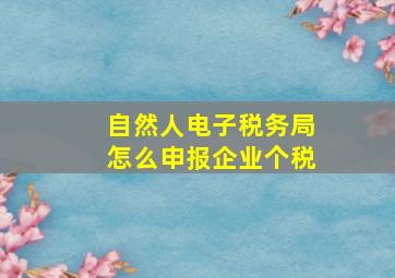 自然人电子税务局怎么申报企业个税