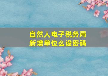 自然人电子税务局新增单位么设密码