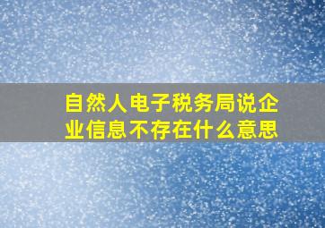 自然人电子税务局说企业信息不存在什么意思