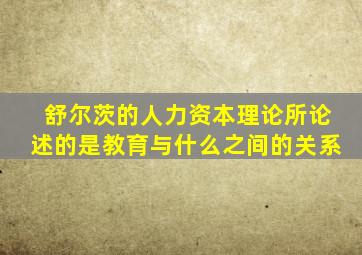 舒尔茨的人力资本理论所论述的是教育与什么之间的关系